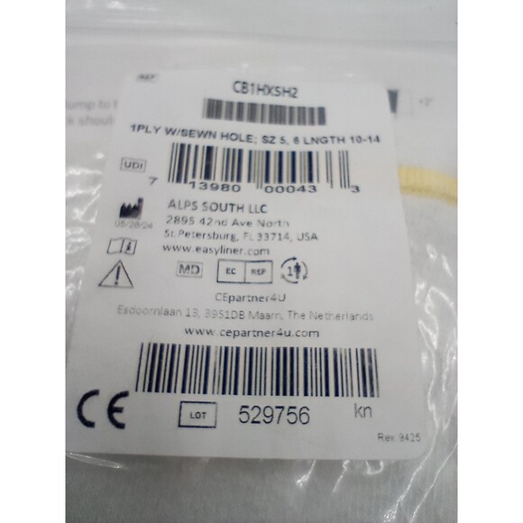 Cool Blue 1 Ply Yellow White Prosthetic Sock Sewn Hole Size 5 6 Length 10-14 NEW - Picture 6 of 8